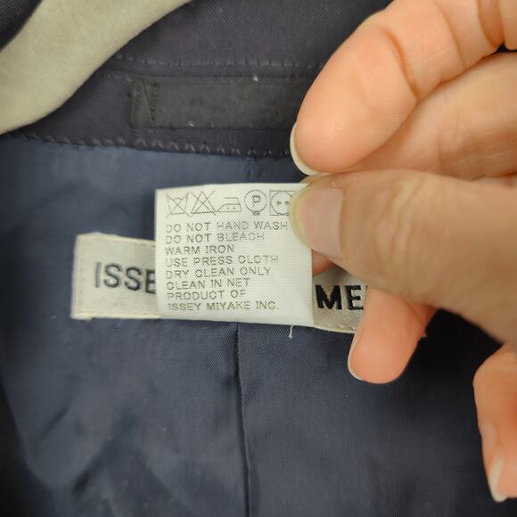 Vintage Issey Miyake Men Blazer Mens Large 3 Navy Blue 100% Wool Made in Japan - Picture 9 of 10